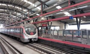 Metro rail is entering into the metro station